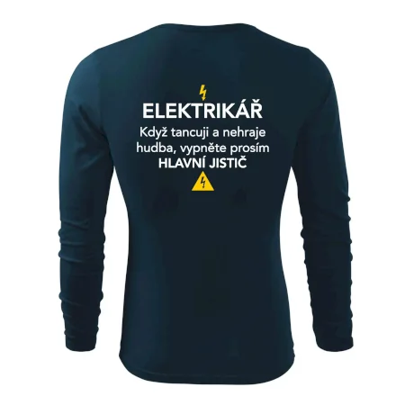 Elektrikář - hlavní jistič - Nápis na zádech