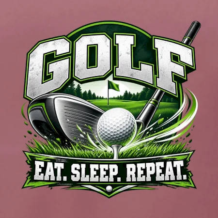 Golfová hůl s míčkem eat sleep repeat