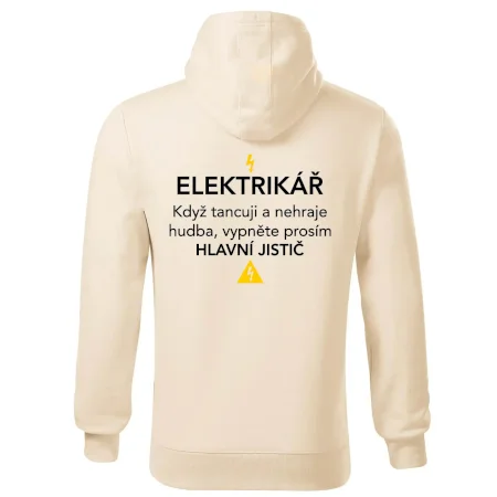 Elektrikář - hlavní jistič - Nápis na zádech