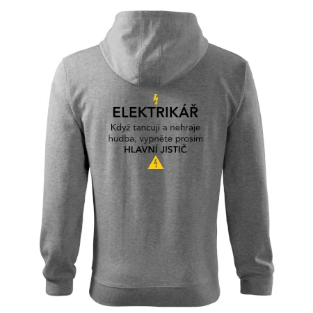 Elektrikář - hlavní jistič - Nápis na zádech