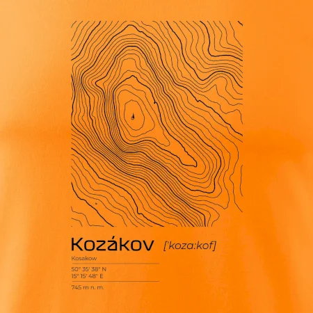 Kozákov - vrstevnice v obdélníku