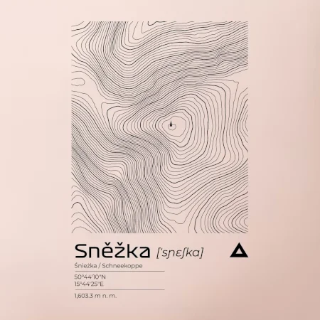 Sněžka - vrstevnice v obdélníku