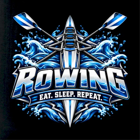 Veslařská loď se zkříženými vesly eat sleep repeat