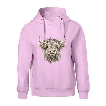 Highlandská kráva s květinami