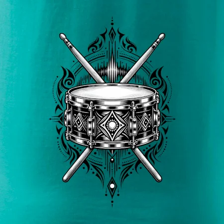 Ornamentální buben s paličkami - černobílý symbol
