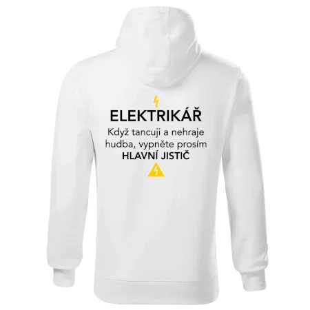 Elektrikář - hlavní jistič - Nápis na zádech