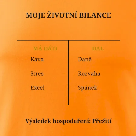 Moje životní bilance má dáti dal