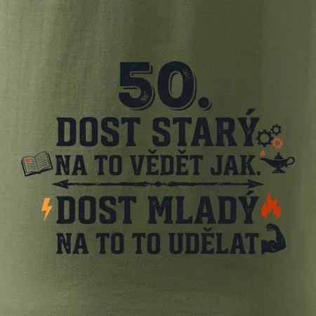 50 - dost starý na to vědět jak  - modrý nápis