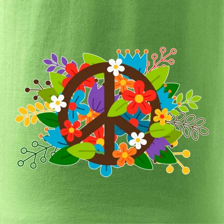 Peace symbol prorostlý květinami