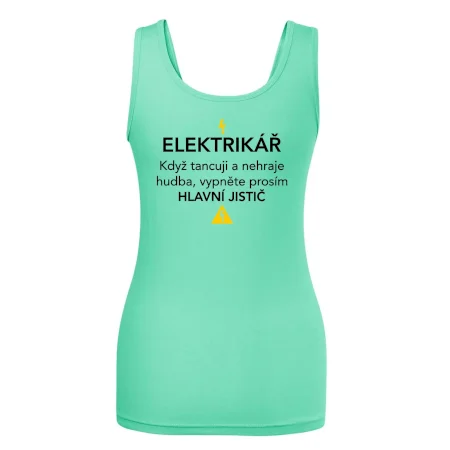 Elektrikář - hlavní jistič - Nápis na zádech