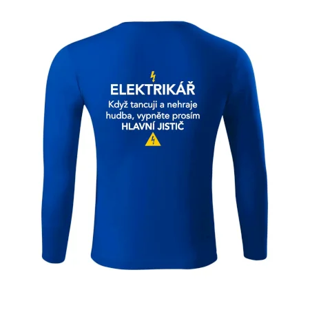 Elektrikář - hlavní jistič - Nápis na zádech