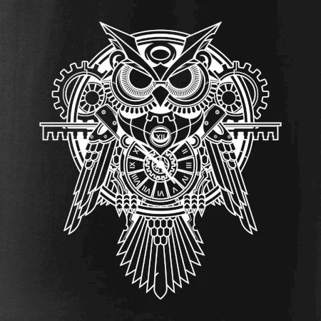 Steampunk sova černobílá