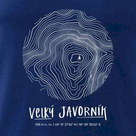 Velký Javorník - vrstevnice v kruhu