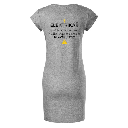 Elektrikář - hlavní jistič - Nápis na zádech