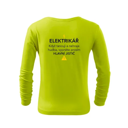 Elektrikář - hlavní jistič - Nápis na zádech