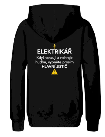 Elektrikář - hlavní jistič - Nápis na zádech