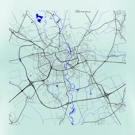Olomouc - Mapa s vodními toky