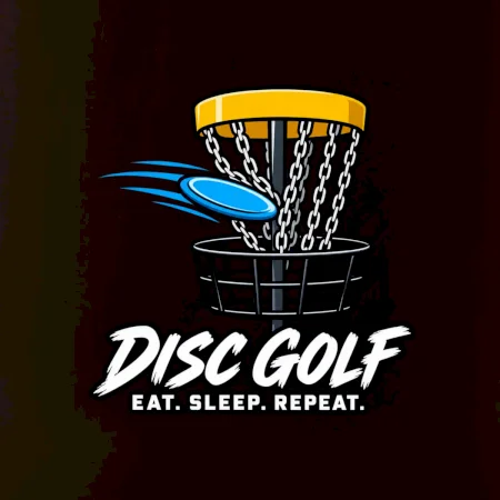 Discgolfový koš s letícím diskem eat sleep repeat