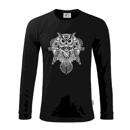 Steampunk sova černobílá