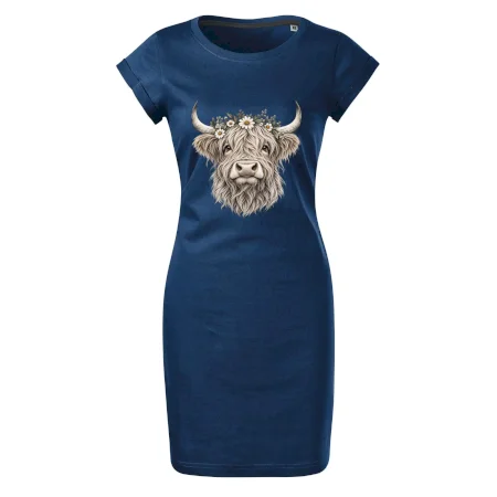 Highlandská kráva s květinami