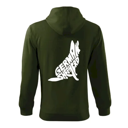 Německý ovčák sedící napis