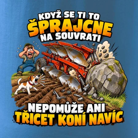 Pluh zaseknutý o balvan na souvrati