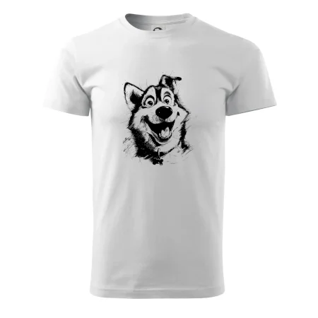 Černobílá karikatura husky
