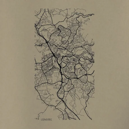 Černobílá mapa Liberec