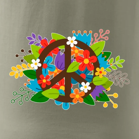 Peace symbol prorostlý květinami