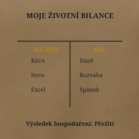 Moje životní bilance má dáti dal