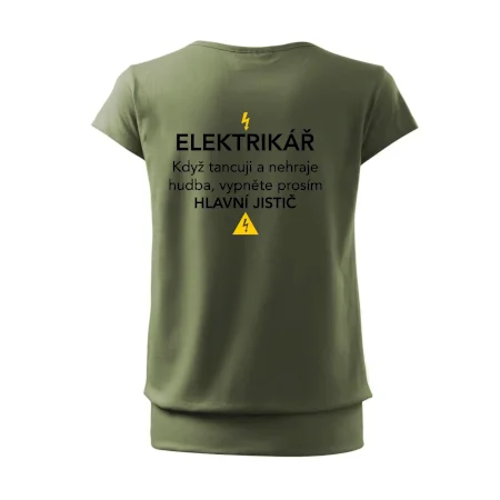 Elektrikář - hlavní jistič - Nápis na zádech