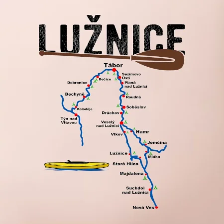 Mapa řeky Lužnice
