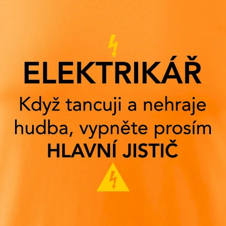 Elektrikář - hlavní jistič - Nápis na zádech
