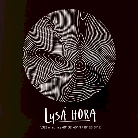 Lysá hora - vrstevnice v kruhu
