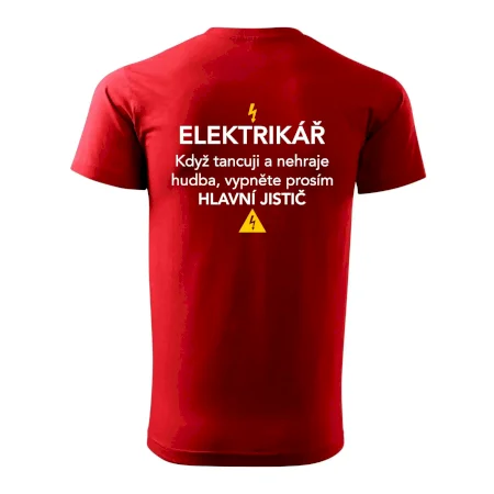 Elektrikář - hlavní jistič - Nápis na zádech