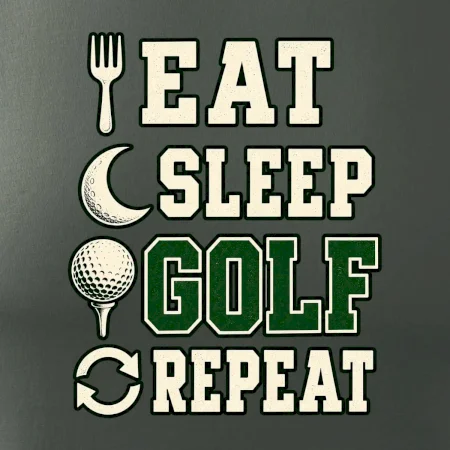 Eat sleep golf repeat typografie