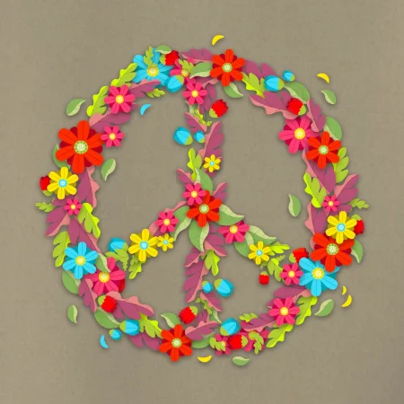 Peace symbol červené květiny