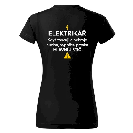 Elektrikář - hlavní jistič - Nápis na zádech
