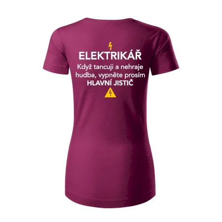 Elektrikář - hlavní jistič - Nápis na zádech