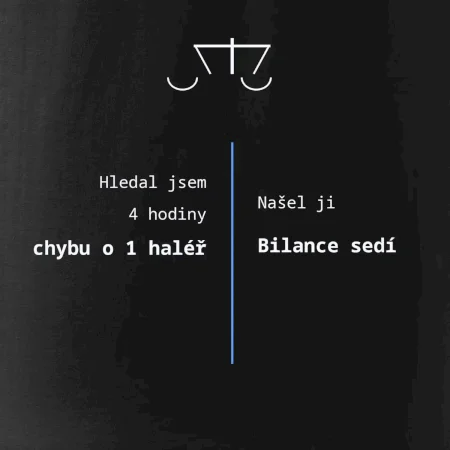 Hledání haléře bilance sedí