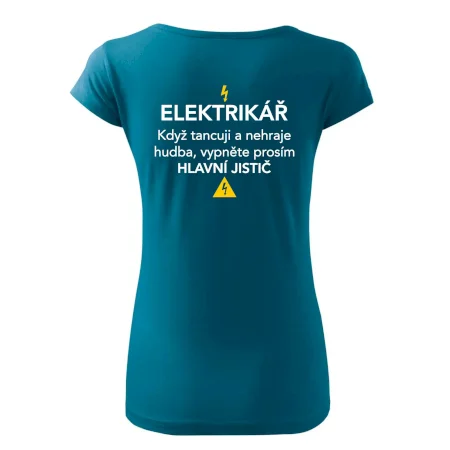 Elektrikář - hlavní jistič - Nápis na zádech