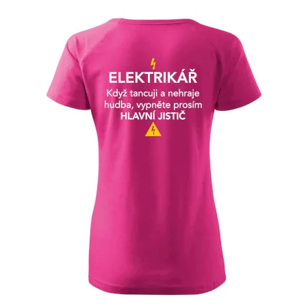 Elektrikář - hlavní jistič - Nápis na zádech
