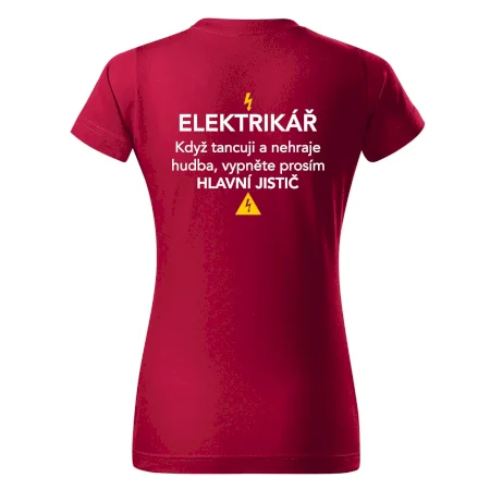 Elektrikář - hlavní jistič - Nápis na zádech