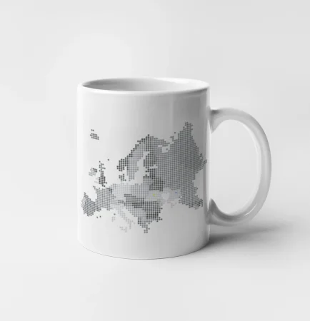 Mapa Evropy - srdce v Ukrajině