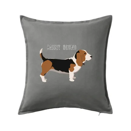Basset hound pes s nápisem