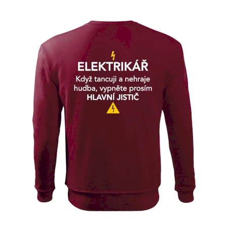 Elektrikář - hlavní jistič - Nápis na zádech