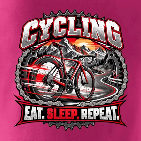 Cyklistické kolo mezi horami eat sleep repeat