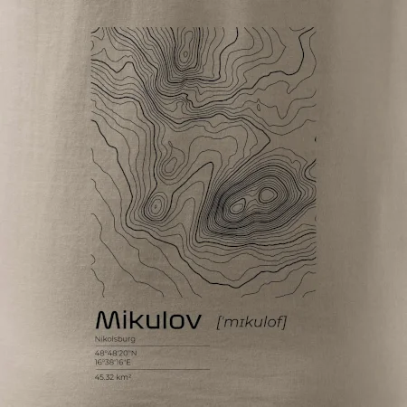 Mikulov - vrstevnice v obdélníku