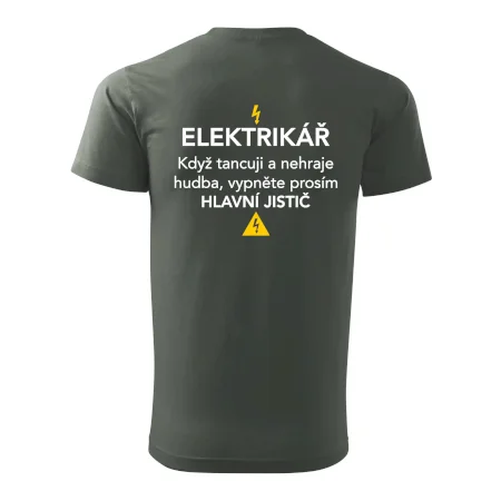 Elektrikář - hlavní jistič - Nápis na zádech