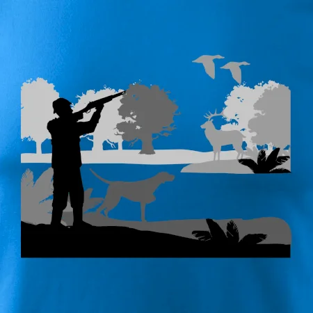 Lovec a ohař v lese